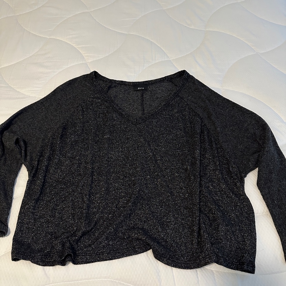 Abella Black Oversized Long Sleeve Crop Top